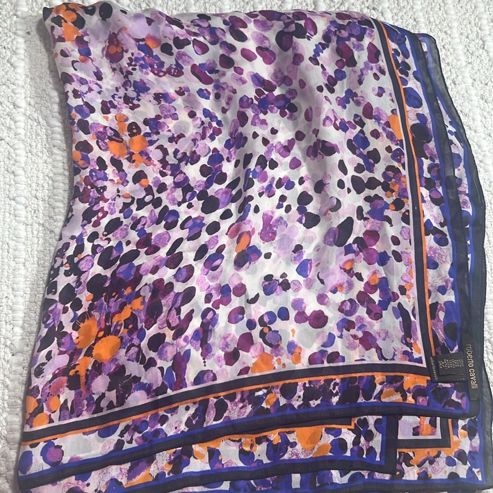 Roberto Cavalli Multicolor Animal Print Scarf Women’s Size 70”L 24”W